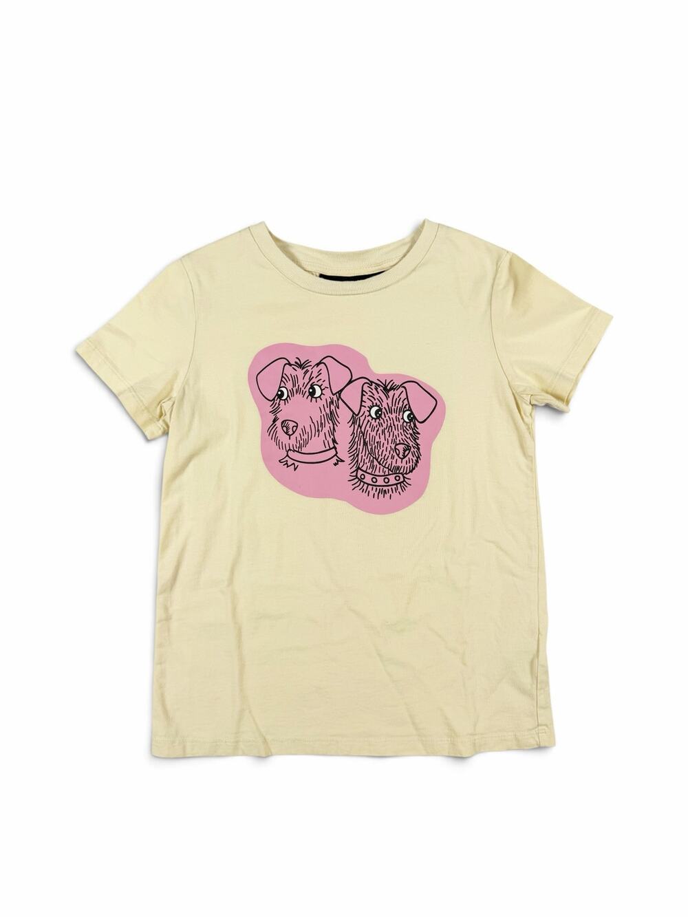 Mini Rodini Dog Graphic T-Shirt Yellow Pink Organic Cotton 10-11 Years